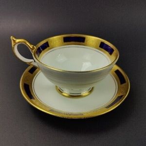 Aynsley Fine English Bone China Cups and Saucers EMPRESS COBALT